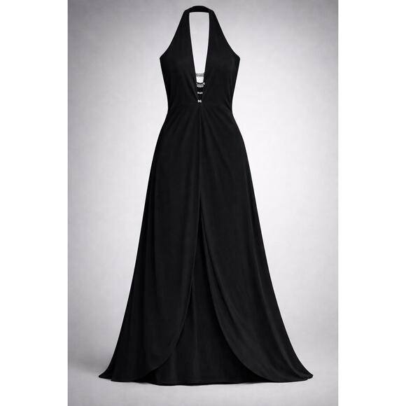 Gianni Versace couture Dresses & Skirts - Gianni Versace Couture Y2K Black Halter Evening Gown Rhinestone Side Slit Dress